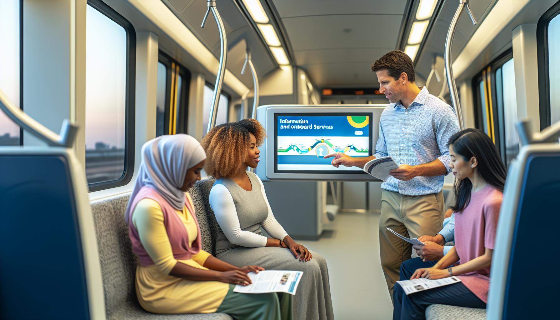 Informace o zastávkách a službách na palubě