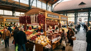Tržnice Budapešť Balassa ulica maďarské speciality